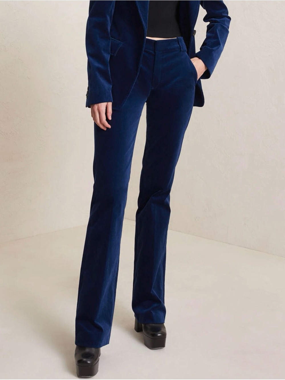 A.L.C. Sophie High Rise Velvet Navy Pants Sz 10